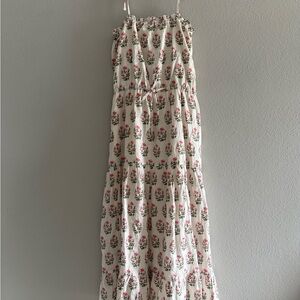 Meadows, Floral Maxi Dress with Spaghetti Straps. PTP 15-17”, Length 51-52”